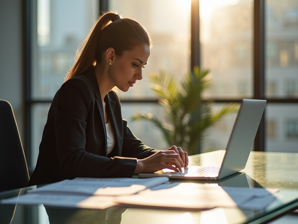 A compliance specialist reviewing compliance and regulatory services documentation at a professional office in the Phoenix metro area