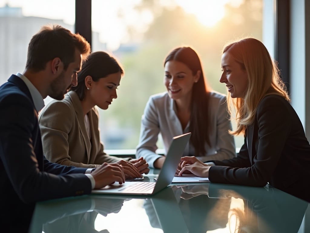 A team of IT and business leaders discussing a compliance and regulatory services roadmap during a strategy session at a Phoenix metro company