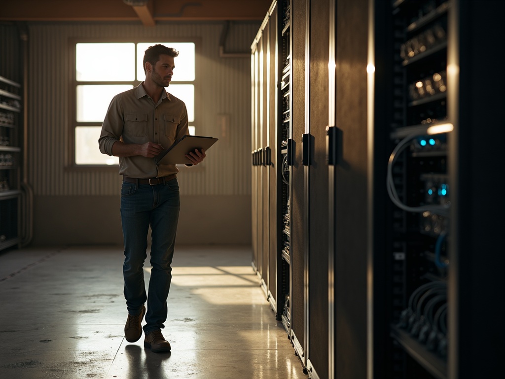 Palo Verde, AZ A cybersecurity services technician performing a security assessment at a Palo Verde Arizona area industrial facility near the western Phoenix metro