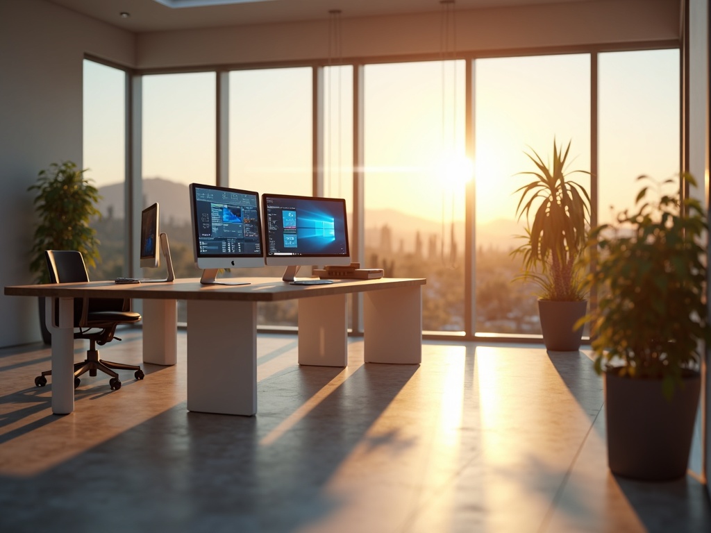 A senior cybersecurity consultant reviews network security dashboards delivering cybersecurity services Peoria AZ from a modern Vistancia-area business office