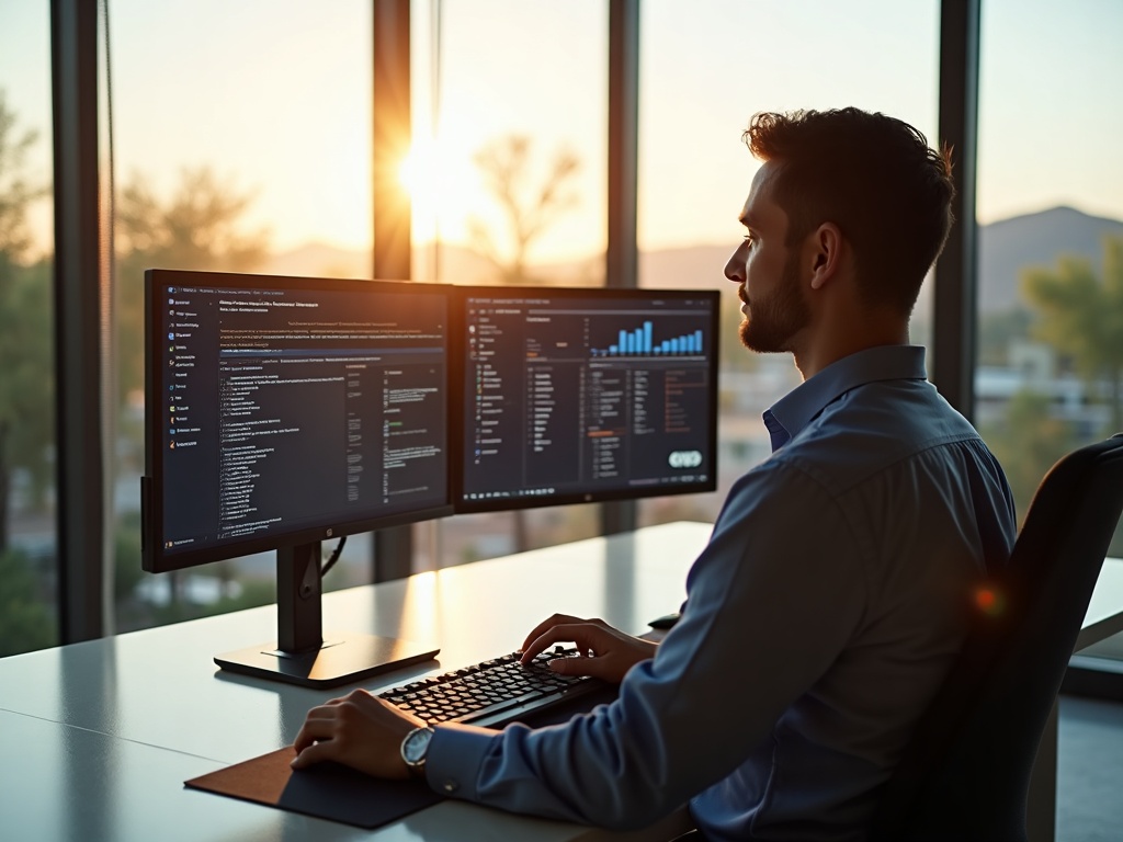 Cybersecurity for Arizona Mortgage Brokers: What Lenders Handling Financial Data Must Lock Down A cybersecurity specialist reviewing cybersecurity for arizona mortgage brokers controls on a secure workstation in a Scottsdale financial office