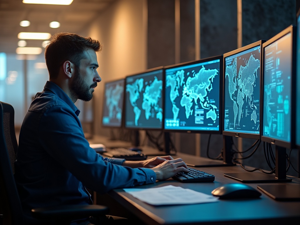What Cyber Resilience Actually Means for Arizona Manufacturers A cybersecurity engineer reviewing industrial network maps in a Phoenix-area manufacturing control room — illustrating what is cyber resilience for manufacturers
