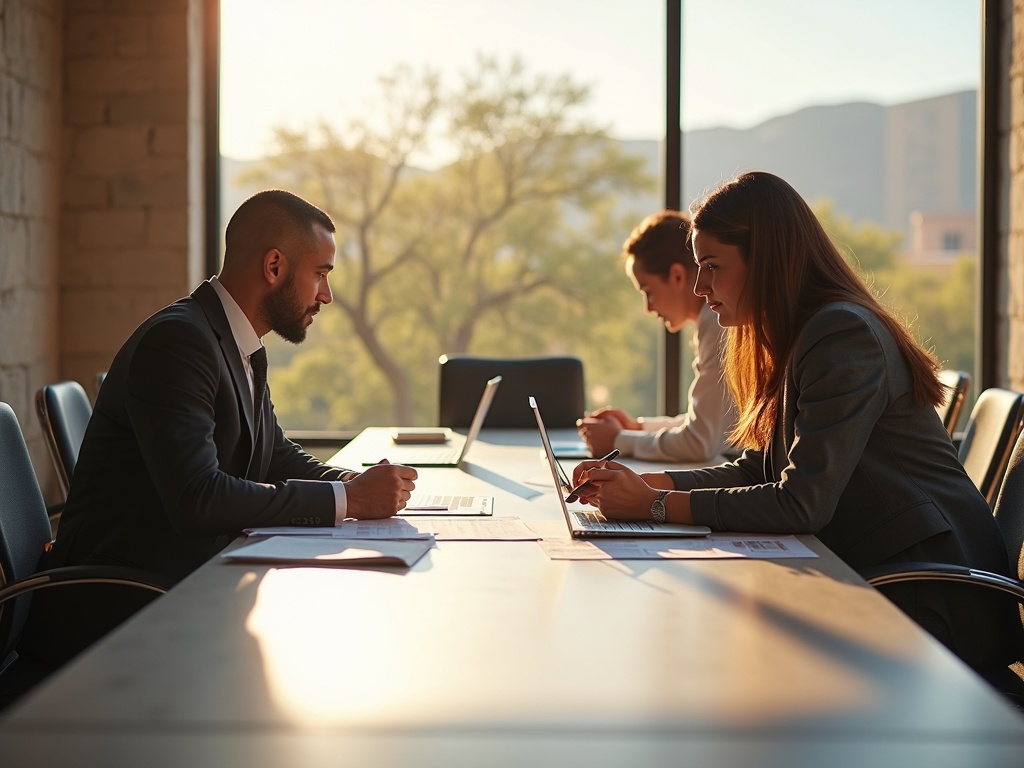 How to Explain Cybersecurity Risk to Your Board Without Losing the Room A cybersecurity architect presenting how to explain cybersecurity risk to your board metrics on a dashboard to an executive board in a modern Phoenix-area conference room