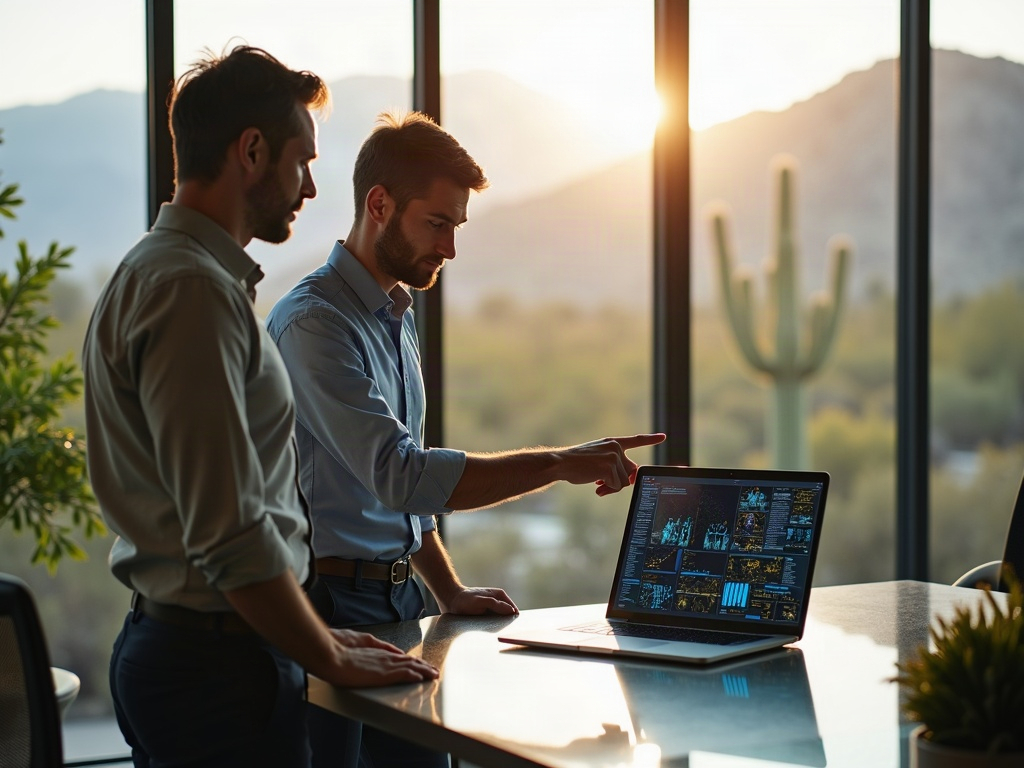 Senior cybersecurity engineer monitoring threat dashboards in a Phoenix metro data center — illustrating what does a cybersecurity retainer include in practice