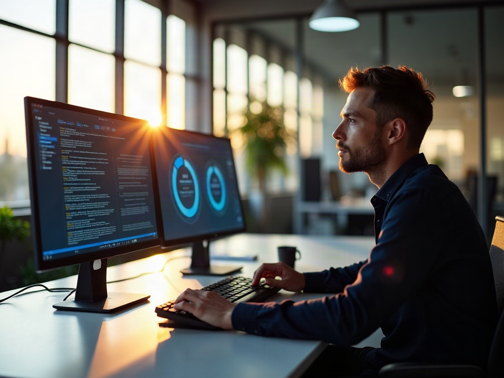 The Real Cost of a Data Breach vs. What You'd Pay to Prevent One A cybersecurity professional reviewing live network threat dashboards as part of a data breach prevention strategy in a modern Scottsdale office